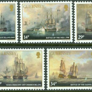 Guernsey – M  352-356 Segelfartyg. Amiral Saumarez död 150 år, 5 kpl **