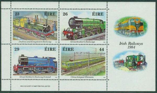Irland - M BL   5 Irländska järnvägar 150 år, block **