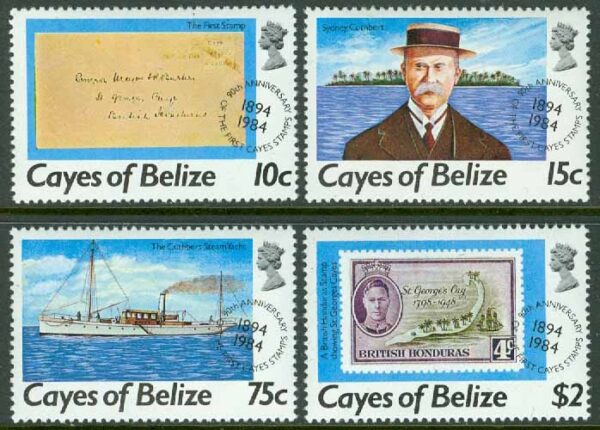 Belize - Cayes of Belize - M   18-21 Frimärken på Belize 90 år, 4 kpl **