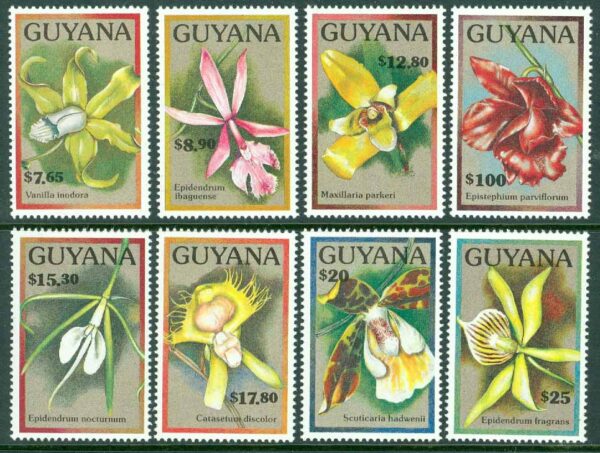 Guyana - M 3298-3305 Orkidéer, 8 kpl **