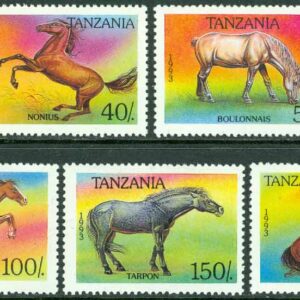 Tanzania – M 1677-1683 Hästar bl.a. Boulonnais, 7 kpl **
