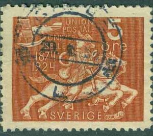 F  211 Världspostföreningen UPU 50 år, 5 öre stpl