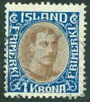 Island – F  155 Christian X, 1 kr stpl stpl