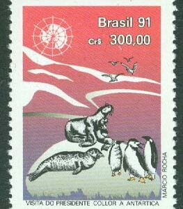 Brasilien – M 2402 President Fernando Collors besök i Antarktis, 1 kpl **