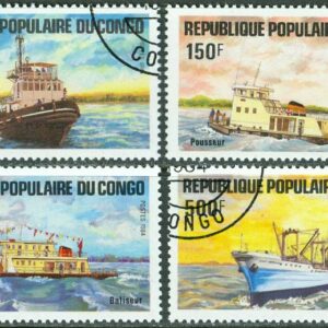 Kongo Brazzaville – M  967-970 Fartyg, bl.a. fraktfartyg, 4 kpl stpl