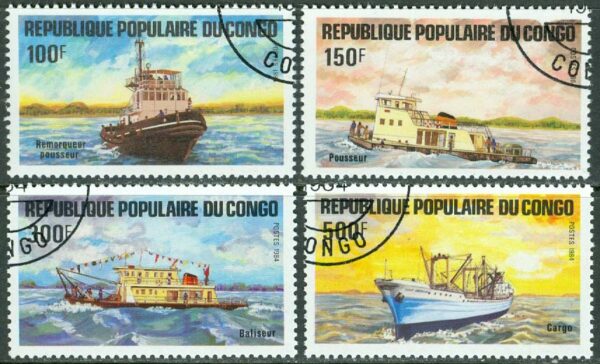 Kongo Brazzaville - M  967-970 Fartyg, bl.a. fraktfartyg, 4 kpl stpl
