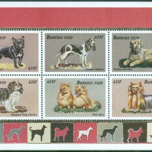 Burkina Faso – M 1687-1692 Hundraser, miniark 6 kpl **