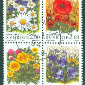 F 1791-1794 HBL Sommarblommor. 4-bl kpl ENKÖPING 1  27.1.94  (C/U)