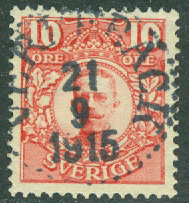 F   82 Medaljong 10 öre. VERKEBÄCK 21.9 1915  (H/Sm)