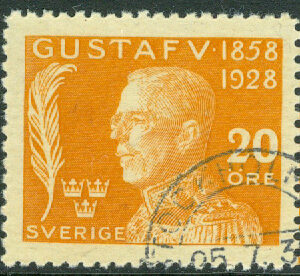 F  229 Gustaf V 70 år, 20 öre stpl