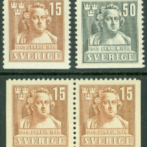 Sverige – F  326-327 Johan Tobias Sergel 4 kpl **