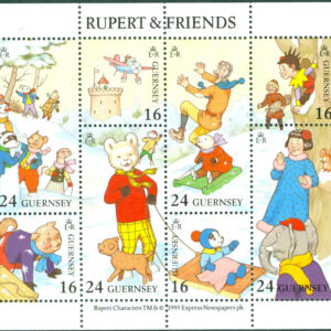Guernsey – M  590-597 Komikserien ”Rupert the bear”, miniark kpl **