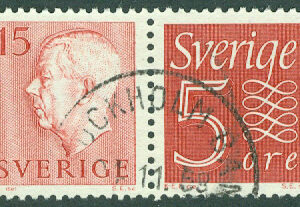 F  413SX1 Gustaf VI Adolf typ II, 15 + 5 öre i par stpl STOCKHOLM BAN