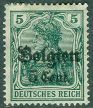 Belgien Landspost – M   11 Påtryck på Germania, Belgien 5 C *