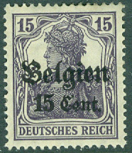 Belgien Landspost – M   15 Påtryck på Germania, Belgien 15 C *