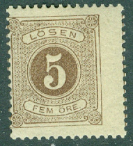 Sverige – F L 13 Lösen t. 13, 5 öre brun *
