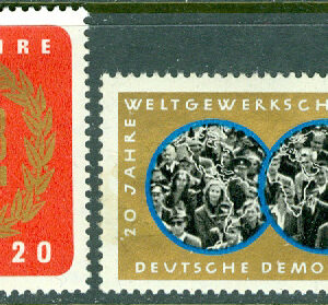 DDR – M 1115-1116 Fria tyska fackförbundet (FDGB) och WGB 20 år, 2 kpl **