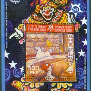 Albanien – M 3047 (BL 157) Europa 2005 – ”Cirkusen”, målning av Georges Seurat, block **