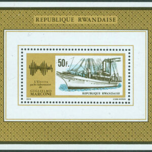 Rwanda – M  640 (BL 39A) 100-årsdagen av Guglielmo Marconis födelse, nobelpristagare, block **