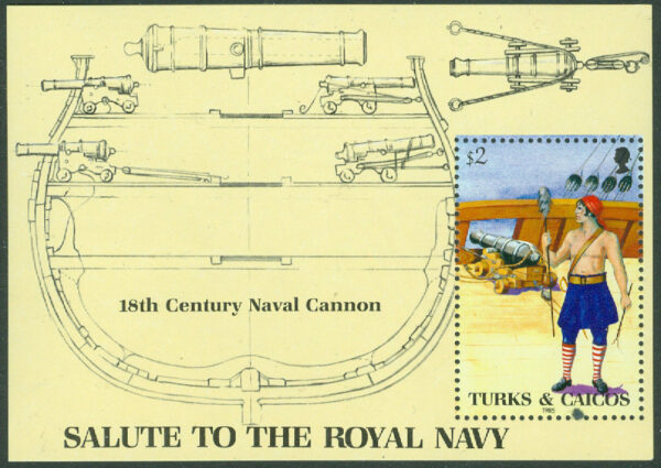 Turks & Caicos - M  737 (BL 57) Royal Navy, soldat och kanon på 1800-talet, block **