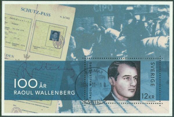 F 2901 (BL 34) Raoul Wallenberg 100 år, block stpl KALMAR 2014-11-10  (H/Sm)
