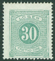Sverige – F L 18 Lösen t. 13, 30 öre, ost. ug.