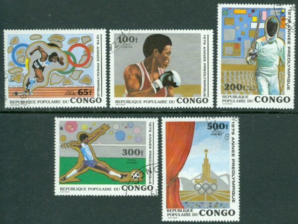 Kongo Brazzaville - M  707-711 Förolympiska året 1979, 5 kpl stpl