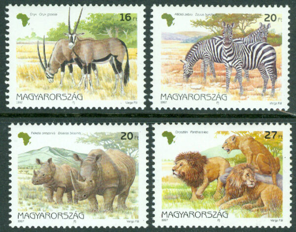 Ungern - M 4450-4453 Afrikas fauna, 4 kpl **