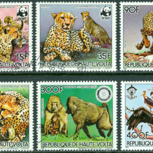 Övre Volta – M  957-962 Djur – WWF – Rotary – Scouting, 6 kpl stpl