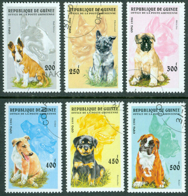 Guinea - M 1596-1601 Hundar, 6 kpl stpl