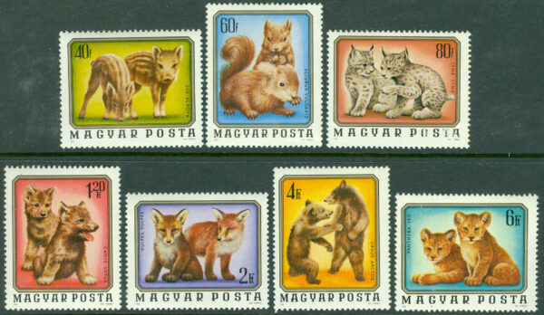 Ungern - M 3098-3104 A Unga vilda djur, 7 kpl */**