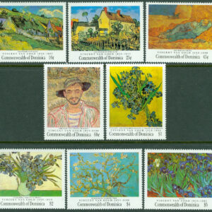 Dominica – M 1404-1411 Målningar av V. van Gogh (1853-1890), nederländsk konstnär, 8 kpl **