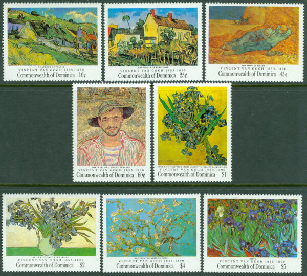 Dominica - M 1404-1411 Målningar av V. van Gogh (1853-1890), nederländsk konstnär, 8 kpl **