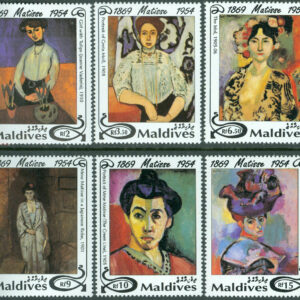 Maldiverna – M 2095-2100 Målningar av H. Matisse (1869-1954), fransk konstnär, 6 kpl **