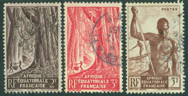 Franska Ekvatorialafrika - M  271-272, 275 Inhemska motiv, 3 ol stpl