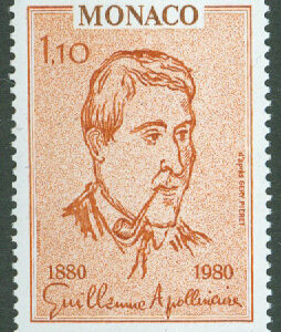 Monaco – M 1425 Guillaume Apollinaire (1880-1918), diktare och konsthistoriker, 1 kpl **