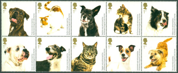England - M 2900-2909 Hundar och katter, "Battersea Dogs & Cats Home“ 150 år, 10-block kpl **