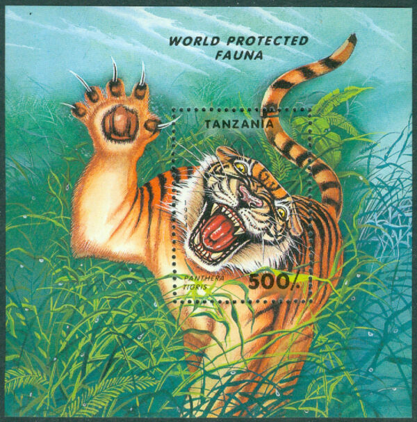 Tanzania - M 1782 (BL 251) Naturskydd, tiger. Block **