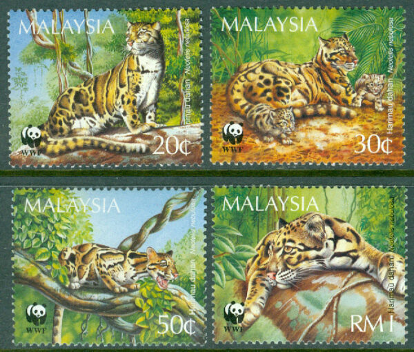 Malaysia - M  557-560 WWF Världsvitt naturskydd. Grumlade leoparder, 4 kpl **