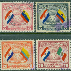 Paraguay – M  575-576 578, 580 President Morinigos besök i andra stater, 4 ol stpl