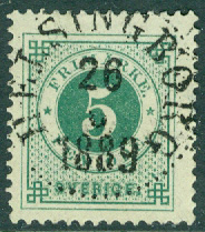 F   43 Ringtyp ph 5 öre. HELSINGBORG 26.? 1889 (M/Sk)