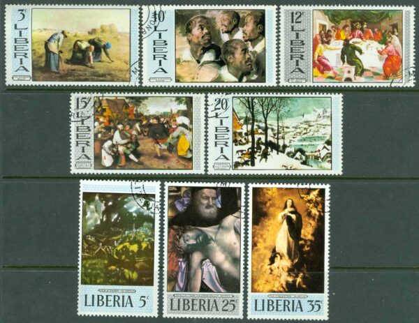 Liberia - M  729-738 Målningar, 8 kpl stpl