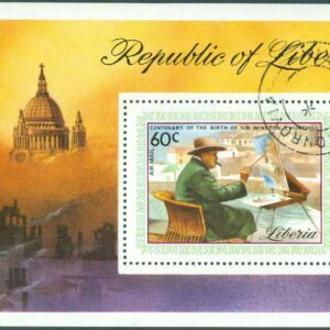Liberia – M  945 (BL 74 A) Churchills födelse 100 år, block stpl