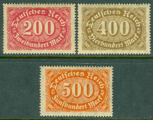 Deutsches Reich - M  220, 222-223 Siffror i oval, 3 ol **
