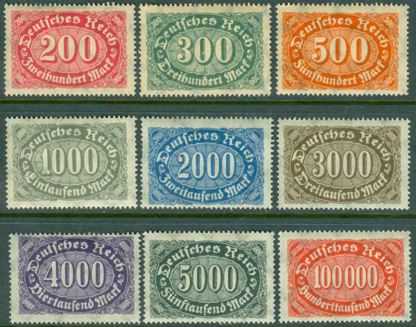 Deutsches Reich - M  248-249, 251-257 Siffror i oval, 9 ol */**, kt