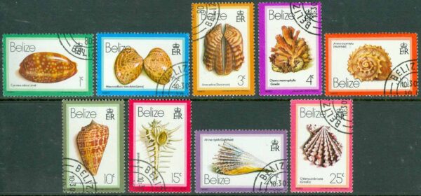 Belize - M  583-591 Musslor och havssnäckor, 9 ol stpl