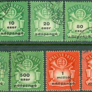 Ungern – M  933-935, 937-942 Vapen med posthorn, 9 ol stpl