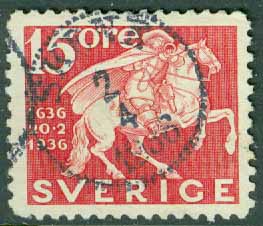 F  248C PII Postverket 300 år 15 öre. Vit framhov.  SKENE 2.4 1938 (P/Vg)