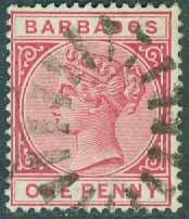 Barbados – M   33b Drottning Victoria, 1 P stpl
