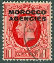 Marocko – Brittisk post – M   66 Kung George V, 1 P stpl